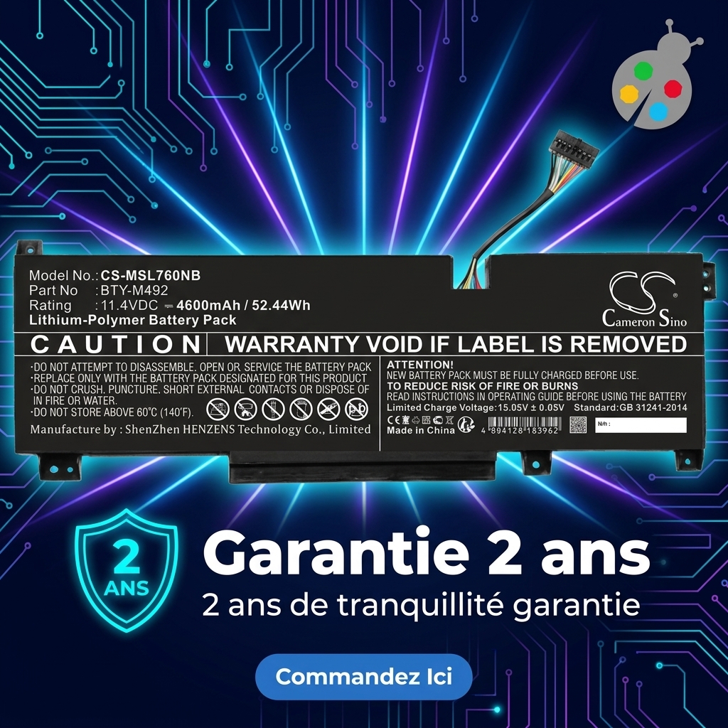 Batteria computer portatile msi katana gf76 connecteur blanc