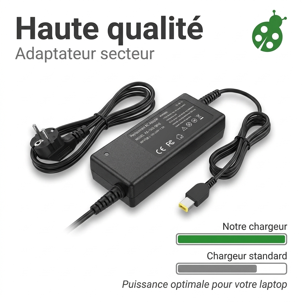 Caricabatterie computer portatile lenovo thinkpad t570 prise carre jaune